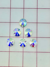 Rhinestones - 14mm Czech "Bright-Cut" Crystal AB Rivoli (Round) Sew-On 6PK